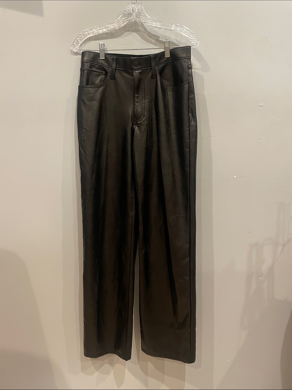 Women’s Black Faux Leather relaxed fit pants - Abercrombie & fitch